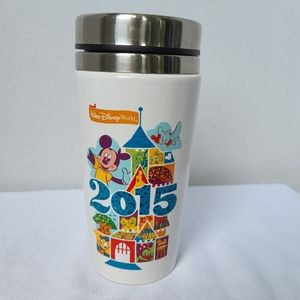 Walt Disney World Mickey 2015 coffee mug / tumbler white with logo.